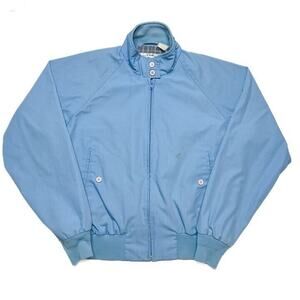 The Woolrich Woman Vintage 80s Bomber Jacket Blue High Neck Raglan Women's Large
